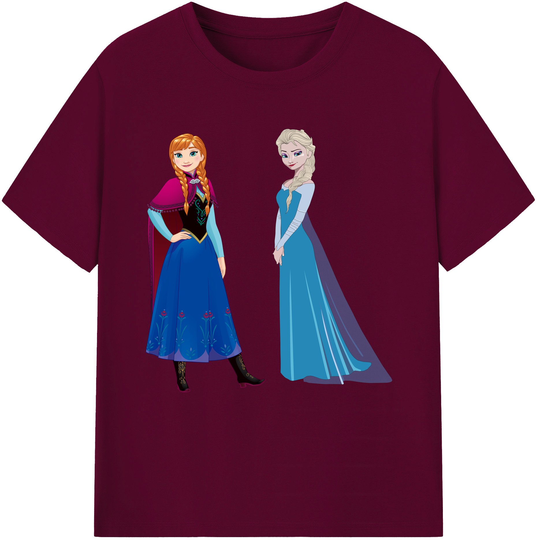 （画像用） アナと雪の女王 アンナ エルサ Frozen Anna Elsa レディースカジュアルプリントTシャツ（綿100％）